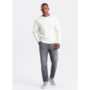 Ombre Men'S Taper Fit Denim Pants With Stitching And Rolled Up Legs - Gray Šedá Xl Ombre Men'S Taper Fit Denim Pants With Stitching And Rolled Up Legs - Gray Šedá Xl