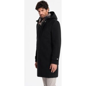 Ombre Men'S Long Monochrome Hooded Coat - Black Hnedá Xxl Ombre Men'S Long Monochrome Hooded Coat - Black Hnedá Xxl