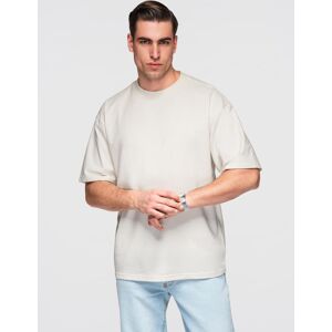 Ombre Pánske Loose Fit Tričko S Okrúhlym Výstrihom - Ecru Svetlomodrá L Ombre Pánske Loose Fit Tričko S Okrúhlym Výstrihom - Ecru Svetlomodrá L