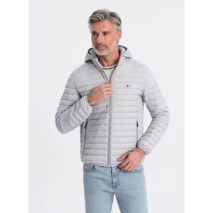 Ombre Men'S Satin-Finish Bomber Jacket With Contrasting Ribbed Cuffs - Black Šedá L Ombre Men'S Satin-Finish Bomber Jacket With Contrasting Ribbed Cuffs - Black Šedá L