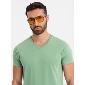 Ombre Basic Men'S Cotton Classic Tee With V-Neck - Green Kaki L Ombre Basic Men'S Cotton Classic Tee With V-Neck - Green Kaki L