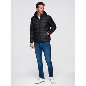 Ombre Classic Men'S Quilted Jacket With Pouch Option - Black Čierna Xxl Ombre Classic Men'S Quilted Jacket With Pouch Option - Black Čierna Xxl