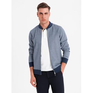 Ombre Men'S Pique Knit Bomber Sweatshirt - Navy Blue Čierna S Ombre Men'S Pique Knit Bomber Sweatshirt - Navy Blue Čierna S