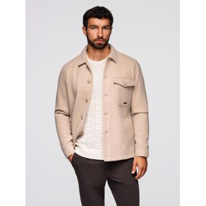 Ombre Men'S Shirt Jacket - Beige Biela S Ombre Men'S Shirt Jacket - Beige Biela S