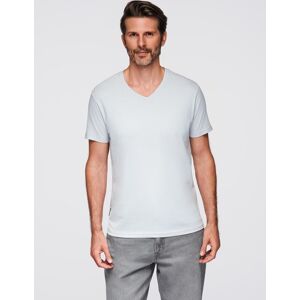 Ombre Basic Men'S Classic Cotton Tee-Shirt With A Crew Neckline - Light Grey Biela L Ombre Basic Men'S Classic Cotton Tee-Shirt With A Crew Neckline - Light Grey Biela L