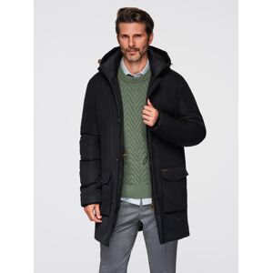 Ombre Elegant Men'S Parka With Cargo Pockets And Hood - Black Čierna S Ombre Elegant Men'S Parka With Cargo Pockets And Hood - Black Čierna S