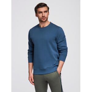 Ombre Men'S Basic Sweatshirt With Round Neckline - Navy Blue Modrá M Ombre Men'S Basic Sweatshirt With Round Neckline - Navy Blue Modrá M