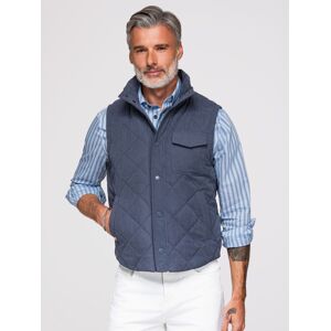 Ombre Men'S Peach Effect Quilted Sleeveless Jacket - Navy Blue Čierna S Ombre Men'S Peach Effect Quilted Sleeveless Jacket - Navy Blue Čierna S