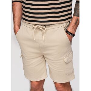 Ombre Men'S Cotton Cargo Shorts With Elastic Waistband - Beige Krémová Xxl Ombre Men'S Cotton Cargo Shorts With Elastic Waistband - Beige Krémová Xxl