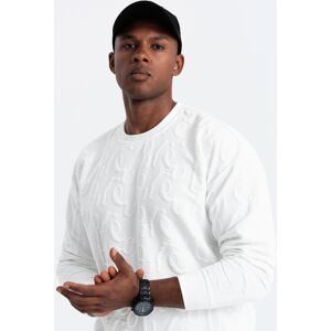 Ombre Men'S Relaxed Fit Sweatshirt With Embossed Letters - Ecru Šedá S Ombre Men'S Relaxed Fit Sweatshirt With Embossed Letters - Ecru Šedá S