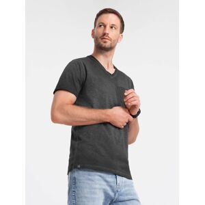 Ombre Men'S Brindle V-Neck T-Shirt With Pocket - Black Čierna S Ombre Men'S Brindle V-Neck T-Shirt With Pocket - Black Čierna S