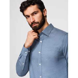 Ombre Men'S Slim Fit Shirt In Decorative Fabric With Pocket - Blue Om-Shcs Modrá S Ombre Men'S Slim Fit Shirt In Decorative Fabric With Pocket - Blue Om-Shcs Modrá S