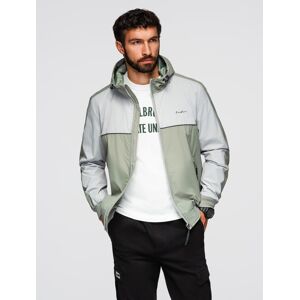 Ombre Men'S Contrast Hooded Windbreaker Jacket - Olive-Gray Čierna M Ombre Men'S Contrast Hooded Windbreaker Jacket - Olive-Gray Čierna M