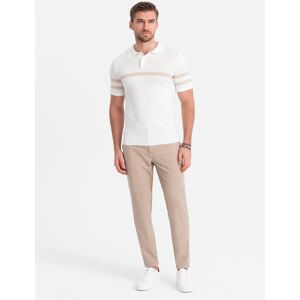 Ombre Men'S Classic Cut Pants In Fine Check - Sand Krémová L Ombre Men'S Classic Cut Pants In Fine Check - Sand Krémová L
