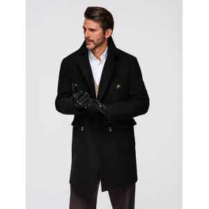Ombre Men'S Double-Breasted Coat With Decorative Buttons - Black Čierna M Ombre Men'S Double-Breasted Coat With Decorative Buttons - Black Čierna M