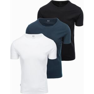 Ombre Basic Men'S Cotton T-Shirt Set With Round Neckline - Black/white/ Navy Xxl Ombre Basic Men'S Cotton T-Shirt Set With Round Neckline - Black/white/ Navy Xxl