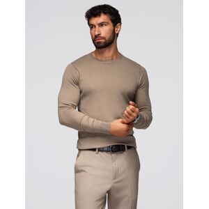 Ombre Basic Men'S Classic Viscose Sweater With Round Neckline - Dark Beige Čierna Xl Ombre Basic Men'S Classic Viscose Sweater With Round Neckline - Dark Beige Čierna Xl