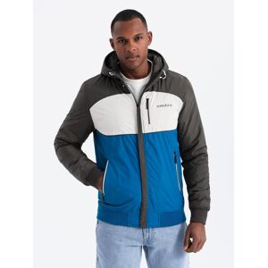 Ombre Colorful Lightweight Men'S Sports Jacket With Fleece - Blue And Graphite Šedá M Ombre Colorful Lightweight Men'S Sports Jacket With Fleece - Blue And Graphite Šedá M