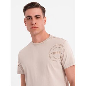 Ombre Men'S Military Style Printed Cotton T-Shirt - Beige Krémová Xl Ombre Men'S Military Style Printed Cotton T-Shirt - Beige Krémová Xl