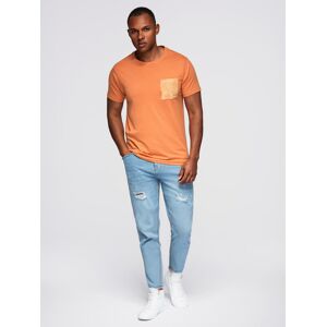 Ombre Men'S Cotton T-Shirt With Printed Pocket - Orange Biela Xl Ombre Men'S Cotton T-Shirt With Printed Pocket - Orange Biela Xl