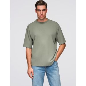 Ombre Men'S Loose Fit Cotton T-Shirt With Round Neckline - Khaki Kaki Xl Ombre Men'S Loose Fit Cotton T-Shirt With Round Neckline - Khaki Kaki Xl