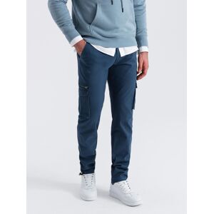 Ombre Men'S Cargo Pants Straight Leg With Triangle Pins On Pocket - Dark Blue Modrá S Ombre Men'S Cargo Pants Straight Leg With Triangle Pins On Pocket - Dark Blue Modrá S