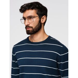 Ombre Casual Men'S Sweater With Horizontal Stripes - Navy Blue Modrá S Ombre Casual Men'S Sweater With Horizontal Stripes - Navy Blue Modrá S