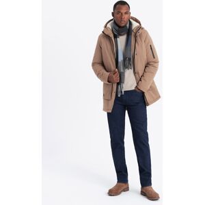Ombre Men'S Long Parka Sherpa Jacket - Beige Hnedá S Ombre Men'S Long Parka Sherpa Jacket - Beige Hnedá S