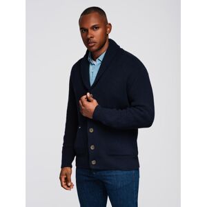 Ombre Men'S Cotton Cardigan Sweater With Shawl Collar - Navy Blue Modrá Xxl Ombre Men'S Cotton Cardigan Sweater With Shawl Collar - Navy Blue Modrá Xxl