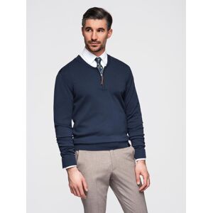 Ombre Men'S Sweater With Viscose And Spread Neckline - Navy Blue Modrá Xl Ombre Men'S Sweater With Viscose And Spread Neckline - Navy Blue Modrá Xl