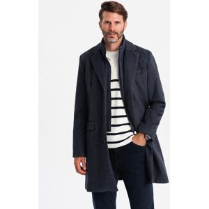 Ombre Unzipped Men'S Wool Coat - Navy Blue Čierna L Ombre Unzipped Men'S Wool Coat - Navy Blue Čierna L