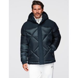 Ombre Men'S Hooded Jacket With Geometric Diamond Quilting - Navy Blue Modrá Xl Ombre Men'S Hooded Jacket With Geometric Diamond Quilting - Navy Blue Modrá Xl