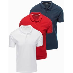 Ombre Basic Men'S Cotton Polo T-Shirt Set - Navy Blue/white/red L Ombre Basic Men'S Cotton Polo T-Shirt Set - Navy Blue/white/red L