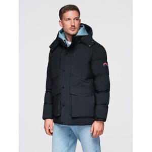 Ombre Men'S Winter Jacket With Detachable Hood In Waterproof Material - Black Čierna M Ombre Men'S Winter Jacket With Detachable Hood In Waterproof Material - Black Čierna M