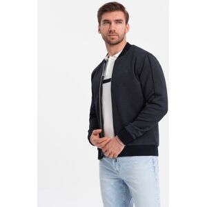 Ombre Men'S Lightweight Bomber Jacket With Logo Lining - Navy Blue Čierna Xl Ombre Men'S Lightweight Bomber Jacket With Logo Lining - Navy Blue Čierna Xl