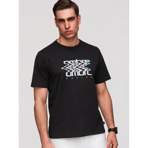 Pánske Čierne Tričko S Motívom Ombre Čierna S Pánske Čierne Tričko S Motívom Ombre Čierna S