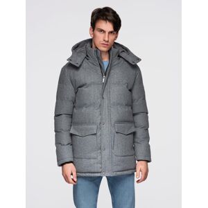 Ombre Warm Long Men'S Parka Jacket With Wool - Grey Melange Šedá M Ombre Warm Long Men'S Parka Jacket With Wool - Grey Melange Šedá M