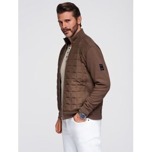 Ombre Lightweight Unzipped Men'S Jacket With Quilted Front - Brown Hnedá Xxl Ombre Lightweight Unzipped Men'S Jacket With Quilted Front - Brown Hnedá Xxl