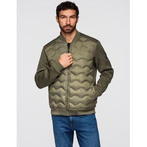 Ombre Men'S Quilted Bomber Jacket - Dark Olive Green Šedá M Ombre Men'S Quilted Bomber Jacket - Dark Olive Green Šedá M