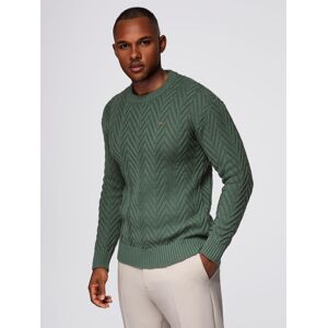 Ombre Men'S Knit Sweater With Zigzag Weave - Faded Green Zelená S Ombre Men'S Knit Sweater With Zigzag Weave - Faded Green Zelená S