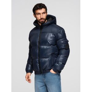 Ombre Warm Men'S Puffer Jacket With Welts - Navy Blue Modrá Xxl Ombre Warm Men'S Puffer Jacket With Welts - Navy Blue Modrá Xxl