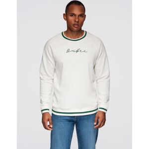 Ombre Men'S Sweatshirt With Raglan Sleeves And Contrasting Details - White Zelená M Ombre Men'S Sweatshirt With Raglan Sleeves And Contrasting Details - White Zelená M