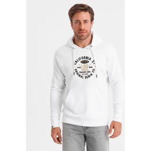 Ombre Men'S Printed Kangaroo Sweatshirt - White Šedá L Ombre Men'S Printed Kangaroo Sweatshirt - White Šedá L
