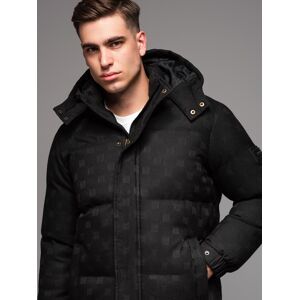 Ombre Men'S Patterned Jacquard Puffer Jacket - Black Čierna S Ombre Men'S Patterned Jacquard Puffer Jacket - Black Čierna S