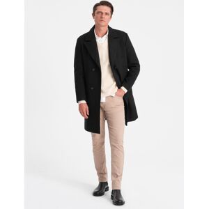 Ombre Men'S Double-Breasted Lined Coat - Black Čierna Xxl Ombre Men'S Double-Breasted Lined Coat - Black Čierna Xxl