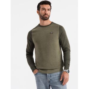 Ombre Cotton Men'S Sweater With Patch And Raglan Sleeves - Olive Kaki Xxl Ombre Cotton Men'S Sweater With Patch And Raglan Sleeves - Olive Kaki Xxl