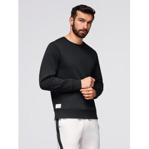 Ombre Basic Men'S Sweatshirt With Round Neckline - Black Čierna S Ombre Basic Men'S Sweatshirt With Round Neckline - Black Čierna S