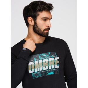 Ombre Men'S Printed Sweatshirt Worn Over The Head - Black Čierna S Ombre Men'S Printed Sweatshirt Worn Over The Head - Black Čierna S