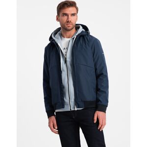 Ombre Men'S Lightweight Jacket With Hood And Mesh Lining - Navy Blue Modrá S Ombre Men'S Lightweight Jacket With Hood And Mesh Lining - Navy Blue Modrá S