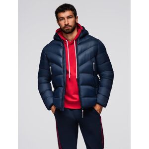 Ombre Modern Men'S Quilted Jacket Of Combined Materials - Navy Blue Modrá Xxl Ombre Modern Men'S Quilted Jacket Of Combined Materials - Navy Blue Modrá Xxl